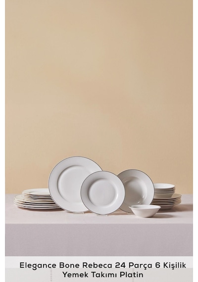 Karaca  Elegance Bone Rebeca 24 Parça 6 Kişilik Yemek Takımı Platin