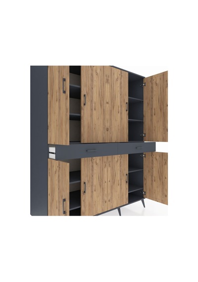 Kronos Gardrop 10 Raflı 2 Çekmeceli 8 Kapaklı 176x59x221 Antrasit-çam/antrasit Çam/antrasit Kronos Gardrop 10 Raflı 2 Çekmeceli 8 Kapaklı 176x59x221 Antrasit-çam/antrasit Çam/antrasit