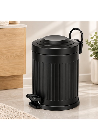 Siyah Amortisörlü 5 L Pedallı Çöp Kovası