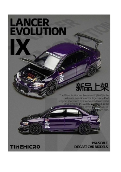 Time Micro X Design 1/64 Mitsubishi Lancer Evolution Ix Purple Pleksi