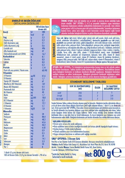 Sma Optipro 800gr No:2 Devam Sütü 6-12 Ay 3 Lü Set