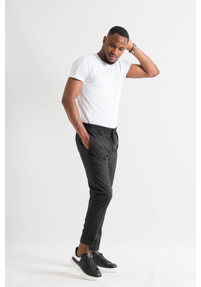 Slimfit Kapamasız Çizgili Beli Lastikli İplikli Duble Ve Dar Paça Erkek Jogger Pantolon 001