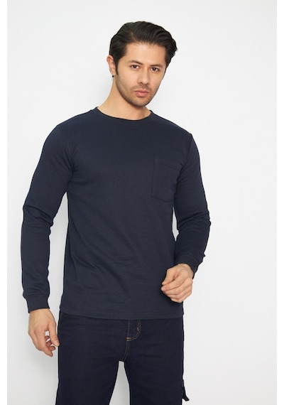 Mervem Uzun Kol Sıfır Yaka Sweatshirt Lacivert