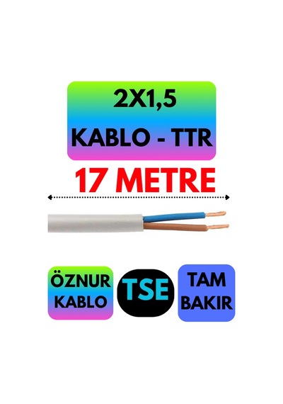 Öznur 2x1,5 Ttr Kablo Beyaz Metre Seçenekli - 17 Metre