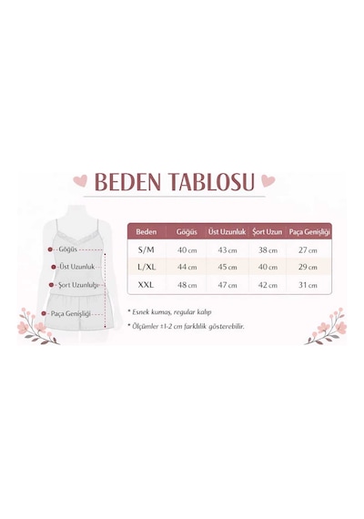 Tenra Kadın Kırmızı Ekose İp Askılı Şortlu Pijama Takımı Dantel Detaylı