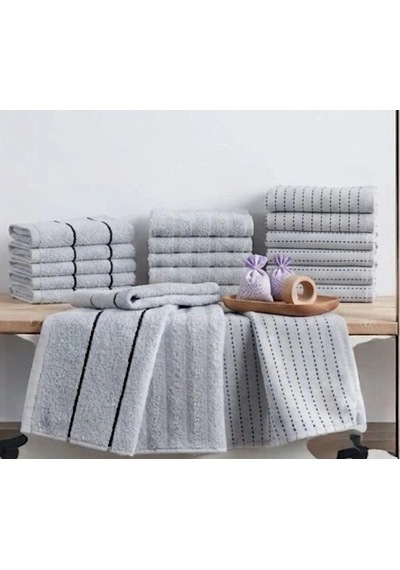 Biçomi-naturel 6 Lı Ultra Emici & Yumuşak Dokulu %100 Pamuk Mutfak Ve El Havlusu Seti 30x50 Cm - Aç Açık Gri