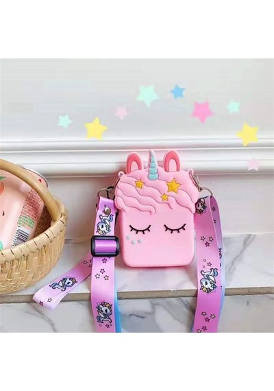 Kişiye Özel İsimli Unicorn Hediye Seti - Silikon Çocuk Çantası Ve Kupa Bardak Kombini