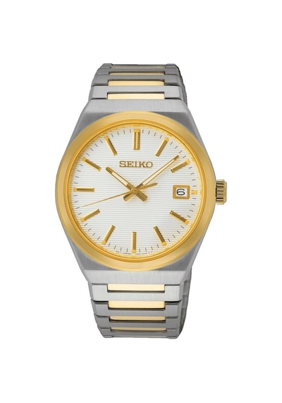 Seiko Sur558p Quartz Çelik Altın/gri Beyaz Kadran 10 Atm 39 Mm Erkek Kol Saati Gri