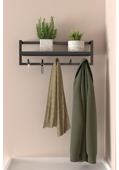 Aju Portmanto Duvar Askılığı Modern Metal Askılık Hol Koridor Mutfak Banyo Havlu Elbise Anahtar Askısıı Antrasit