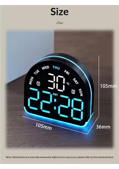 Led Dijital Alarm Saati Sıcaklık Tarih Gün Göstergeli Ortam Aydınlatmalı Çift Ekranlı Masa Saati Gece Lambası Usb Ve Pil Yeşil