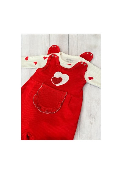 Nafitto Baby&junior Nafitto Kalpli Kız Bebek Tulum Kırmızı Kırmızı