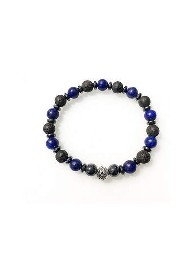 Lapis Lazuli - Lav Taşi - Hematit - Erkek Doğaltaş Bileklik Çok Renkli