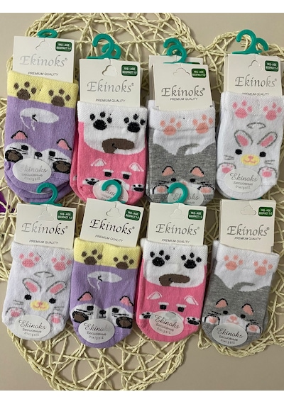 Ekinoks Socks Ekinoks Aforeen Asorti Dikişsiz Kız Çocuk Patik Çorap 12li Set 2848 Renkli