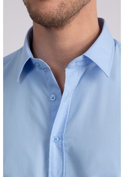 Tudors Slim Fit Dar Kesim Tery Cotton Erkek Gömlek-23361 Mavi Tudors Slim Fit Dar Kesim Tery Cotton Erkek Gömlek-23361 Mavi