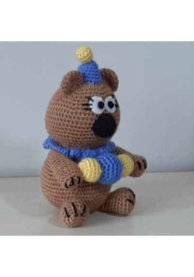 Amigurumi Örgü Oyuncak Ayı Palyaço 24 Cm