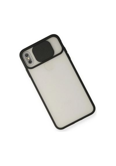 Newface - 637 - iPhone Uyumlu Xs Max Kılıf Palm Buzlu Kamera Sürgülü Silikon - Novapazr - - Siyah