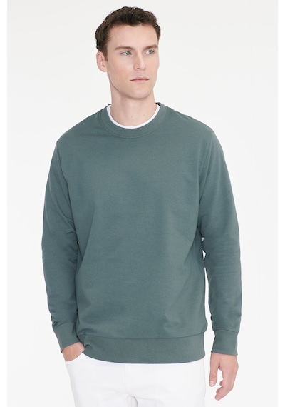 Ac&Co / Altınyıldız Classics Erkek Yesıl Pamuklu Standart Fit Normal Kesim 2 İplik Bisiklet Yaka Sweatshirt Yeşil