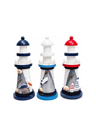 İbico İ12-240 Ahşap Deniz Feneri Maketi - Masaüstü Dekoratif Büyük Boy 22 Cm- 6'li Paket Diğer
