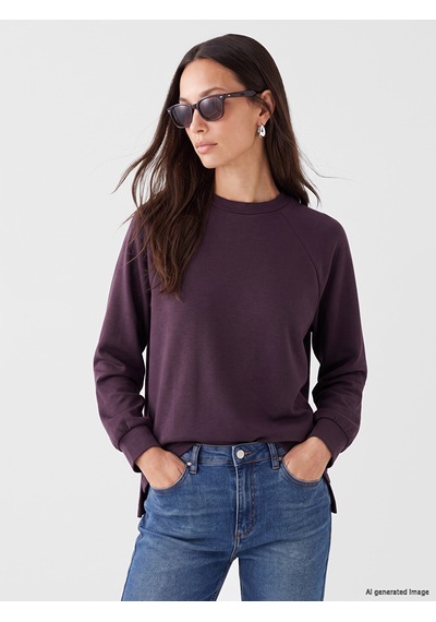 LC Waikiki Lc Waıkıkı Mürdüm Soft Touch Oversize Kadın Sweatshirt Tunik