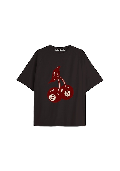 Kalic Studio Y2k Vintage Cherry Baskılı Siyah T-shirt Kod 89 Siyah-89