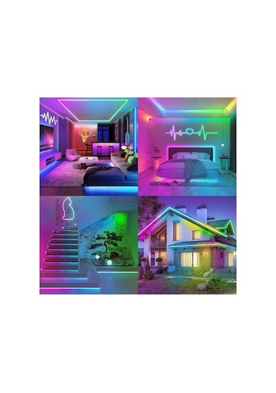 5mt Şerit Neon Led Animasyonlu Kumandalı Ve Telefon Kontrollü Sese Ve Müziğe Duyarlı Magic Led Argb Çok Renkli