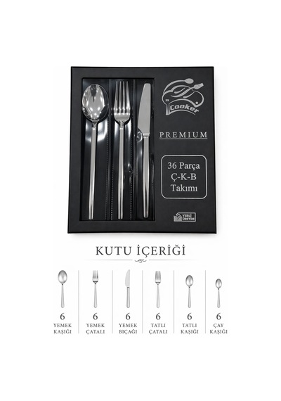 Cooker Premium 36 Parça Çatal Kaşık Bıçak Seti Ckr3595 Gümüş
