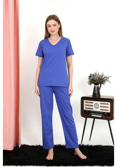 Akbeniz Kadın Kısa Kol Pamuk Penye Pijama Takım Saks 4213-saks Saks Akbeniz Kadın Kısa Kol Pamuk Penye Pijama Takım Saks 4213-saks Saks