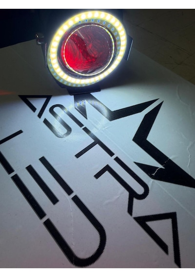 U7 Motosiklet Sis Farı Mercekli, Büyük Kafesli, Sarı Angel Işıklı Led