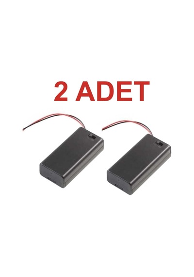2 Adet 2li Aa Pil Yuvası Kapaklı Ve Switchli Anahtarlı Rodevino