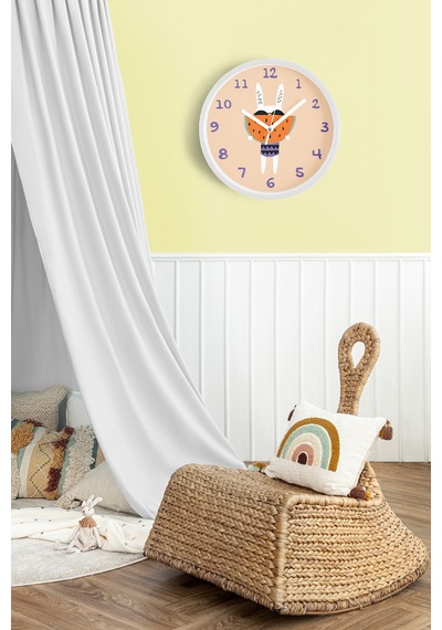 Karpuz Yiyen Sevimli Tavşan Çocuk Odası Duvar Saati - 25cm - Önü Camlı Beyaz Kasa - Sessiz Mekanizma-jh1052 Beyaz