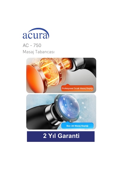 Acura Ac-750 Isıtmalı & Soğutmalı Profesyonel Masaj Tabancası Siyah Acura Ac-750 Isıtmalı & Soğutmalı Profesyonel Masaj Tabancası Siyah