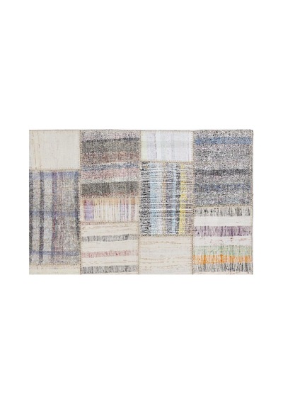 El Dokuması Patchwork Vintage Yün-pamuk Çizgili Halı 1255 160 X 230 Cm Çok Renkli