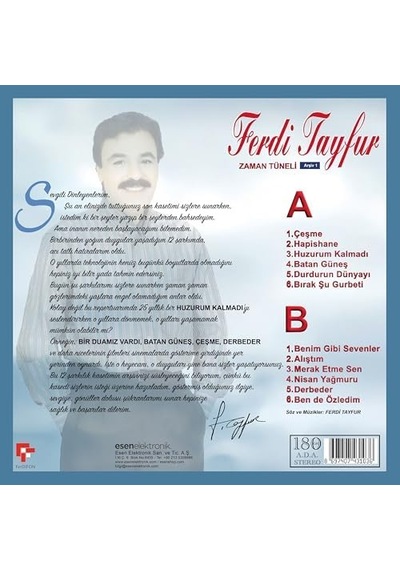 Ferdi Tayfur Zaman Tüneli Arşiv 1 Plak, Türk Sanat Müziği Lp