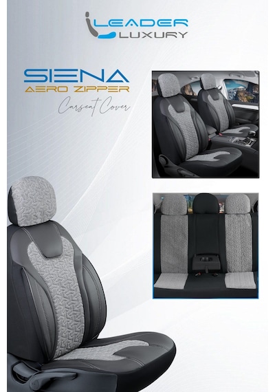 Toyota Auris I 2006-2012 Deri Detaylı Oto Koltuk Kılıfı Ön Arka Set Siyah Füme Siena Seri Şhn