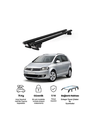 Volkswagen Golf Plus 2009-2014 Uyumlu Siyah Ara Atkı Port Bagaj Tavan Barı