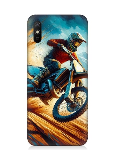 Xiaomi Redmi 9a Uyumlu Alevler Arasında Motosiklet Sıçrayışı Desenli Silikon Kılıf Çok Renkli