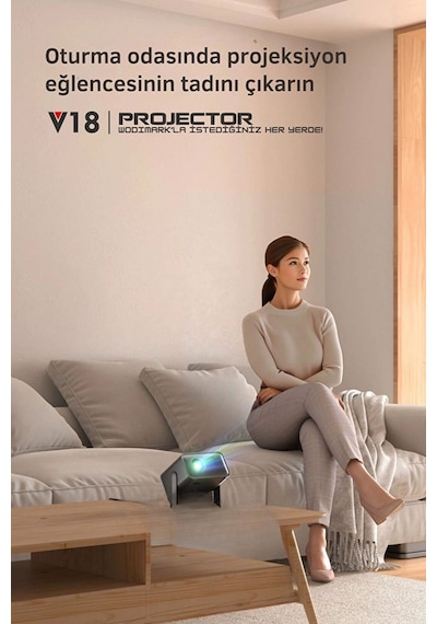 Taşınabilir 4k Projeksiyon Cihazı 1080p Full Hd Akıllı Projektör, Ev Ve Ofis İçin, Kablosuz Bağlantı