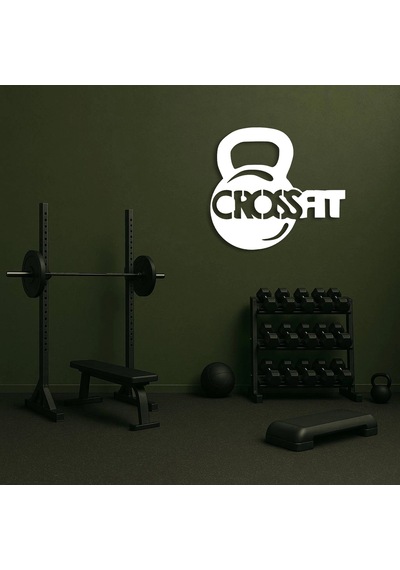 Crossfit Kettlebell Tasarımlı Metal Duvar Tablosu Siyah