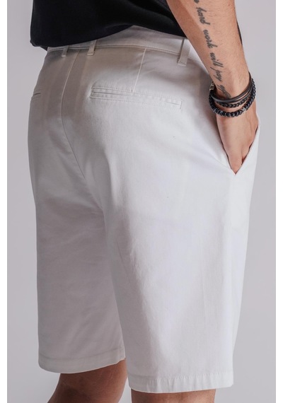 Braccas Erkek Yandan Cepli Klasik Bel Relaxed Fit Chino Şort Beyaz Beyaz