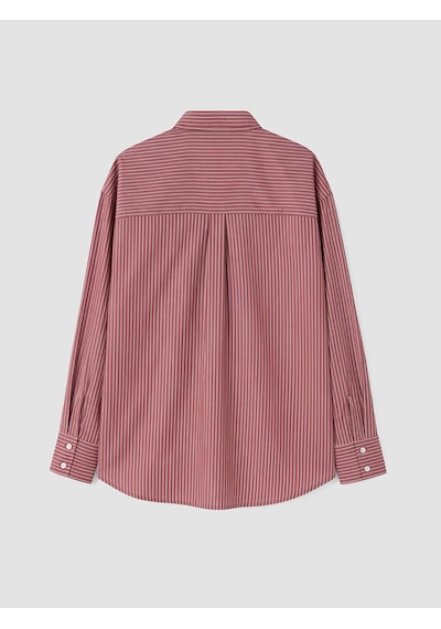 Lcw Modest Bordo Çizgili Poplin Kadın Gömlek