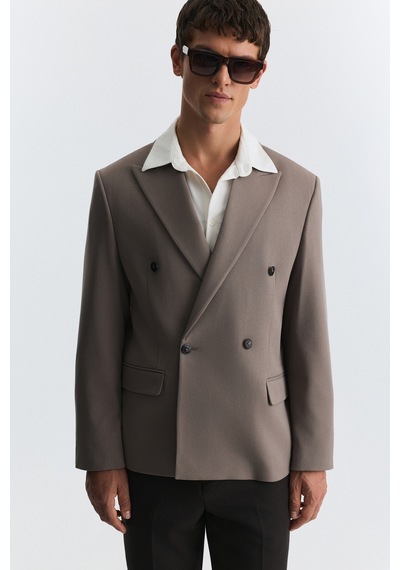 Antioch Relax Fit Kruvaze Erkek Blazer Ceket Açık Vizon