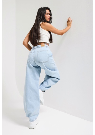 Itsbasic Kadın Ice 4s6-3 Mega Balon Fit %100 Koton Denim Jean Buz Mavi