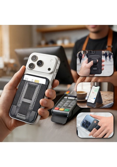 Lenyes Lmw104 Parmak Lastikli Magnetik Standlı Kartlık Siyah
