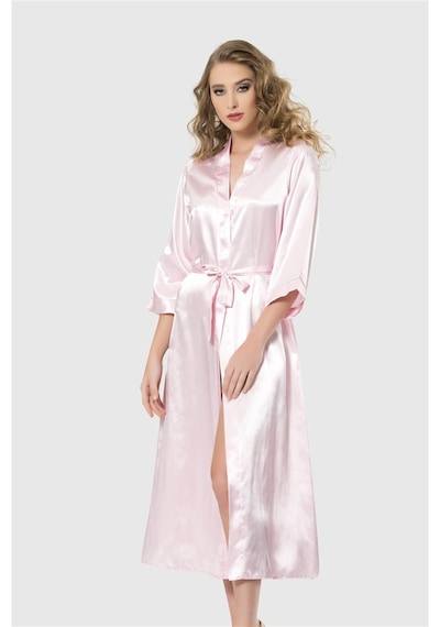 Ahu Aria's Closet Pembe Uzun Saten Sabahlık Pembe