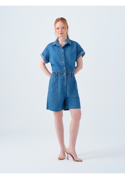 Regular Fit Kadın Tulum Denim