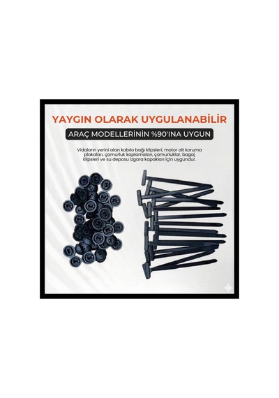 Plentiful Plastik Kablo Bağı Klipsi 30 Adet Set Vidalı Yerine Geçen Universal Oto Klips Bağlantı Elemanı 9 Cm