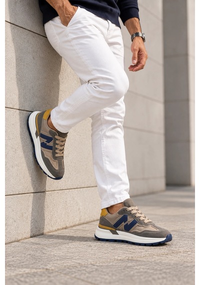 In Step Sandria Kahve Deri Ve Süet Detaylı Kalın Tabanlı Erkek Sneakers Ayakkabı