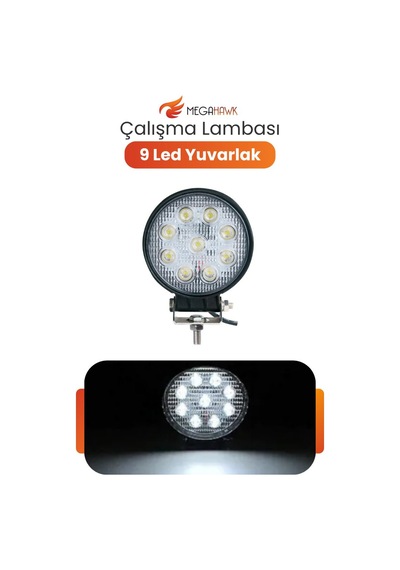 Yuvarlak 9 Led Çalışma Lambası 12v 24v Off Road Sis Farı Projektör Atv Utv Traktör