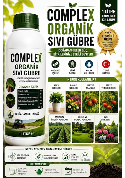 Complex Organik Sıvı Gübre 1 Litre - Bitki Besini - Kök Gelişimi Ve Verim Desteği - Saksı, Bahçe Ve Meyve Ağaçları İçin Diğer Complex Organik Sıvı Gübre 1 Litre - Bitki Besini - Kök Gelişimi Ve Verim Desteği - Saksı, Bahçe Ve Meyve Ağaçları İçin Diğer