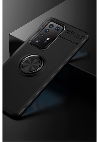 Gld-spt- Newface Huawei P40 Pro Kılıf Range Yüzüklü Silikon - Siyah